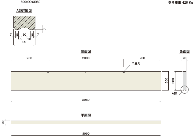 遮音板 土留板 寸法表 ケイコン株式会社 製品サイト プレキャストコンクリート製品 工法